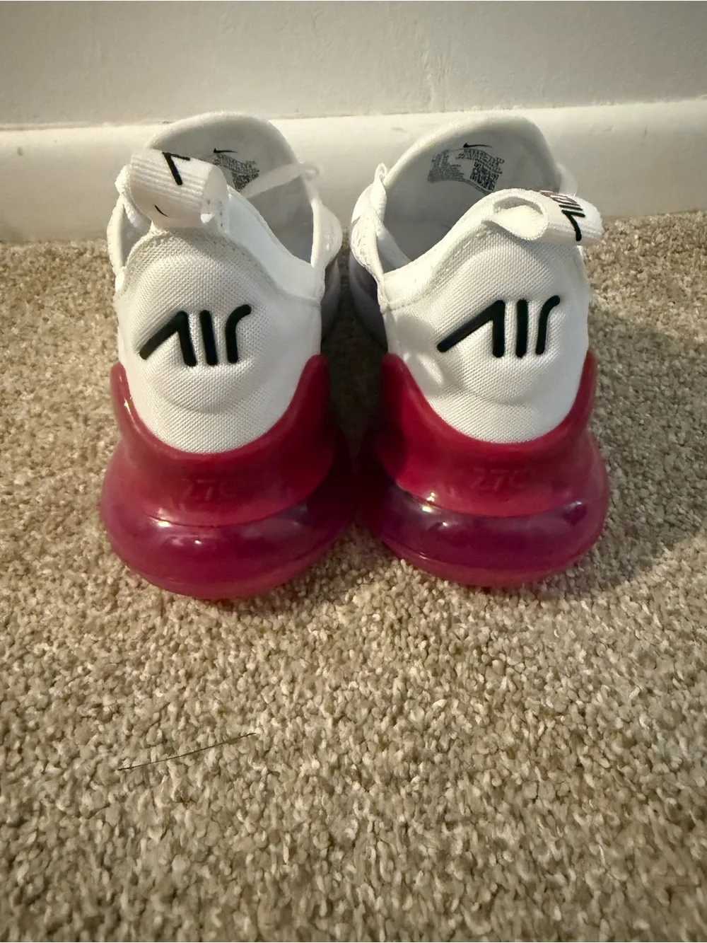 Nike Kids' Air Max 270 White and Pink Casual Shoes